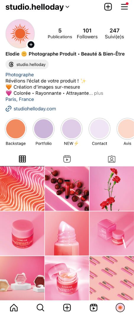 apercu instagram studio helloday photographie produit et beaute 454x1080 - Offre Social Média